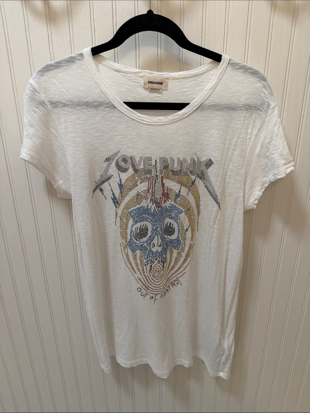 Zadig & Voltaire White Short-Sleeve 'Love Punk' Graphic Tee